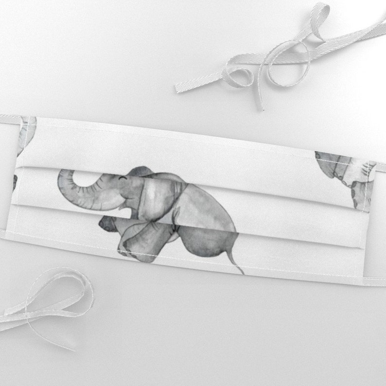 Elephant Fabric Laughing Baby Elephants on White Large Etsy