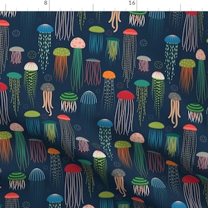 Jellyfish Fabric - Just Jellies by katerhees - Nautical Underwater Sea Life Ocean Animals Fabric by the Yard by Spoonflower
