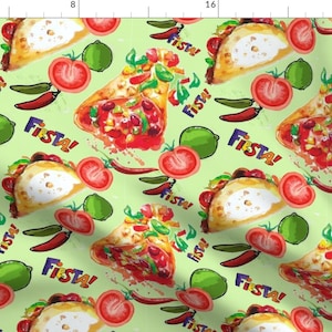 Taco And Burritos Fabric - Fiesta Taco Burrito By Floramoon - Mexican inspired Cinco De Mayo Food Cotton Fabric By The Yard With Spoonflower