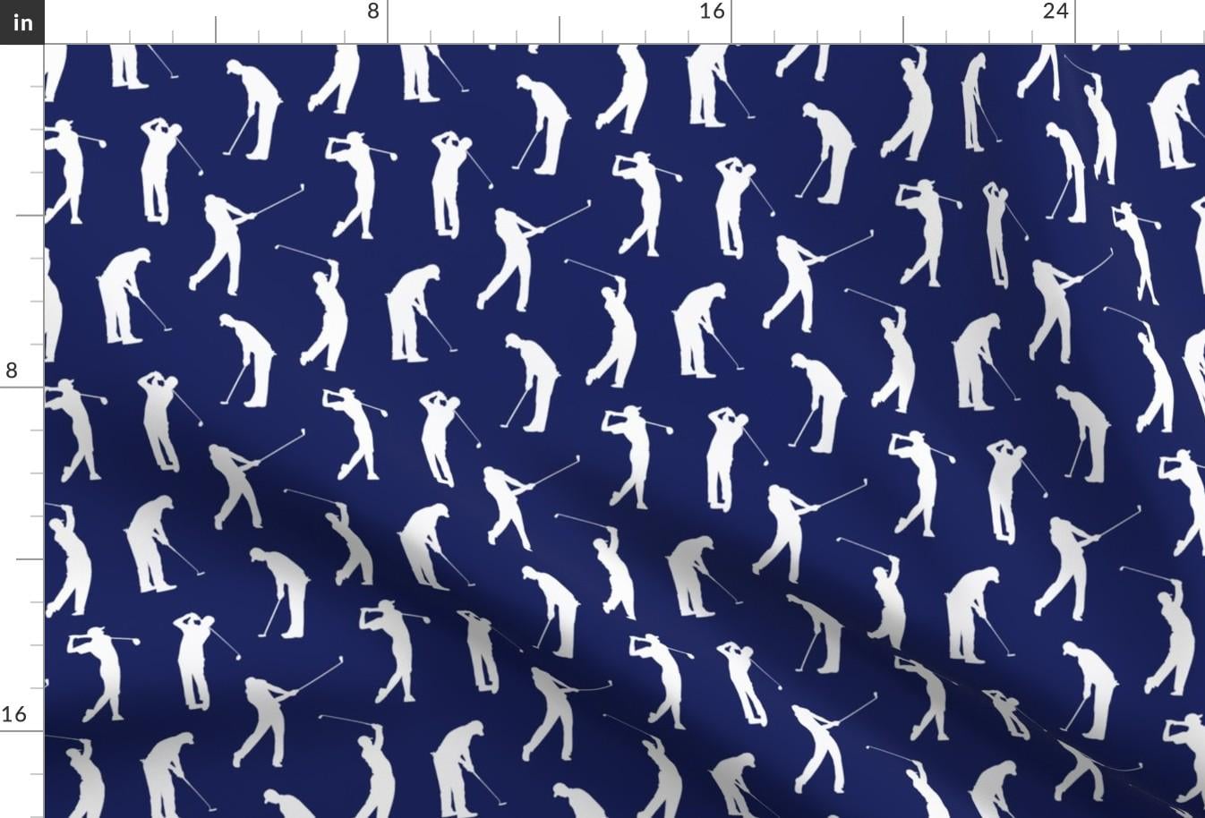 Golf Fabric - Golfers // Dark Blue by Thin Line Textiles - Golf