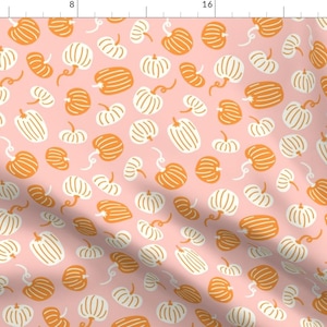 Boho Autumn Apparel Fabric - Pink Boho Pumpkins by kelsipope - Fall Pumpkin Halloween Thanksgiving Harvest Clothing Fabric by Spoonflower zdjęcie 1
