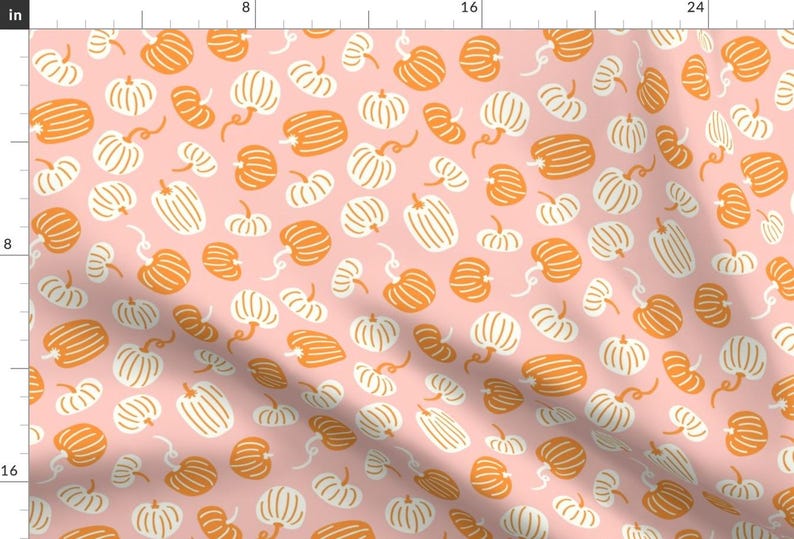 Boho Autumn Apparel Fabric - Pink Boho Pumpkins by kelsipope - Fall Pumpkin Halloween Thanksgiving Harvest Clothing Fabric by Spoonflower zdjęcie 1