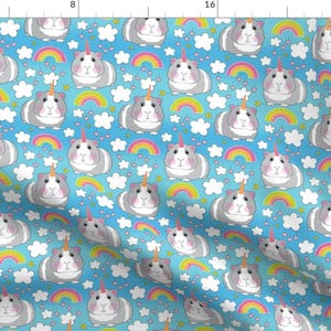 Guinea Pig Unicorn Fabric - Guinea Pig Unicorns-And-Rainbows By Lilcubby - Guinea Pigs Rainbows Cotton Fabric By The Yard With Spoonflower image 1