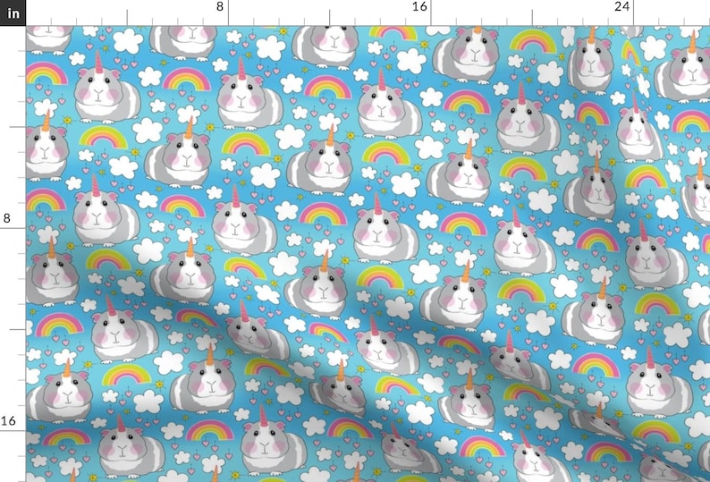 Guinea Pig Unicorn Fabric - Guinea Pig Unicorns-And-Rainbows By Lilcubby - Guinea Pigs Rainbows Cotton Fabric By The Yard With Spoonflower image 1