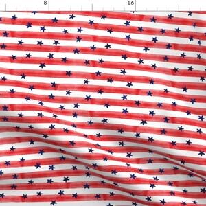 Watercolor Stars And Stripes Fabric - Stars And Stripes (Blue On Red) By Littlearrowdesign - Star Cotton Fabric By The Yard With Spoonflower