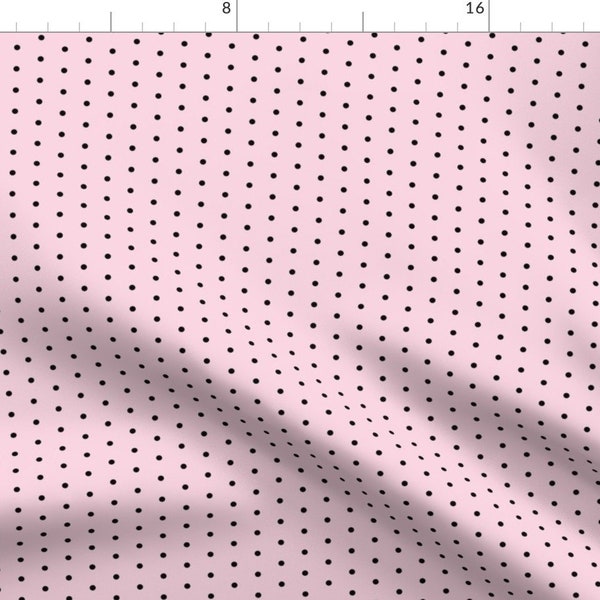 Dot Fabric - Pink And Black Sweet Preppy Tiny Small Polka Little Baby Girl By Andrea Lauren - Cotton Fabric By The Yard With Spoonflower