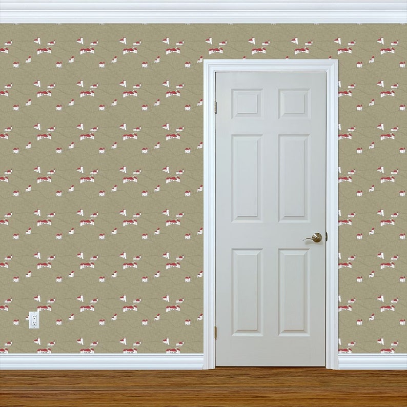 Countryside Architecture Linen By Holli Zollinger House Wallpaper Custom Printed Removable Self Adhesive Wallpaper Roll by Spoonflower