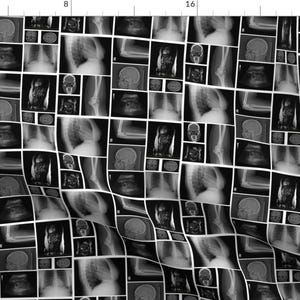 Black Fabric - X-ray by snaphappyscientist -  X-ray Science Mask Brain Anatomy Physician Human Body Mri Fabric by the Yard by Spoonflower