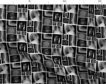 Black Fabric - X-ray by snaphappyscientist -  X-ray Science Mask Brain Anatomy Physician Human Body Mri Fabric by the Yard by Spoonflower