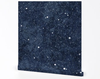 Star Wallpaper - Star Constellations Handdrawn By Rebecca Reck Art - Custom Printed Removable Self Adhesive Wallpaper Roll by Spoonflower