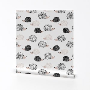 Hedgehog Wallpaper - Scandinavian Sweet Hedgehog By Littlesmilemakers - Custom Printed Removable Self Adhesive Wallpaper Roll by Spoonflower