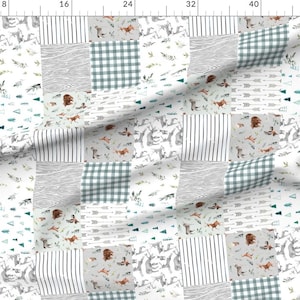 Baby Blanket Fabric - Rotated // Boho Woodland Creatures Cheater Quilt / Whole Cloth By Hipkiddesigns - Baby Blanket Fabric With Spoonflower image 2