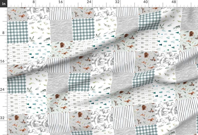 Baby Blanket Fabric - Rotated // Boho Woodland Creatures Cheater Quilt / Whole Cloth By Hipkiddesigns - Baby Blanket Fabric With Spoonflower image 2