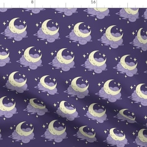 Purple Moon Fabric - Purple Celestial By Rlfedun - Purple Moon Nursery Decor Cotton Fabric By The Yard With Spoonflower
