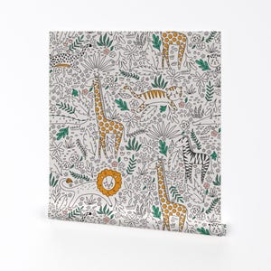 Safari Wallpaper - Safari Doodle By Latheandquill - Lion Black White Custom Printed Removable Self Adhesive Wallpaper Roll by Spoonflower