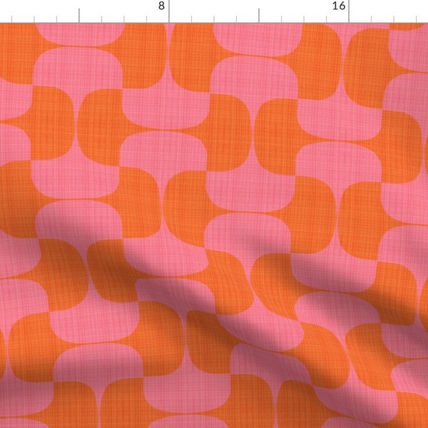 Orange Coral Fabric - Bold Pink Orange by wren_leyland - Bold Minimal Tessellate Mod Tangerine Red Mod 60s Fabric by the Yard by Spoonflower