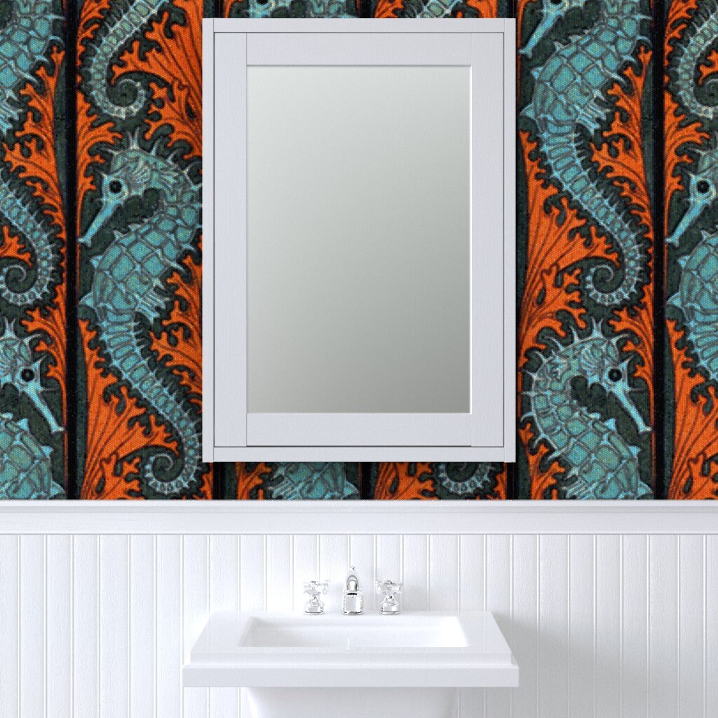 Mosaic Wallpaper Seahorse Mosaic by Peacoquettedesigns - Etsy