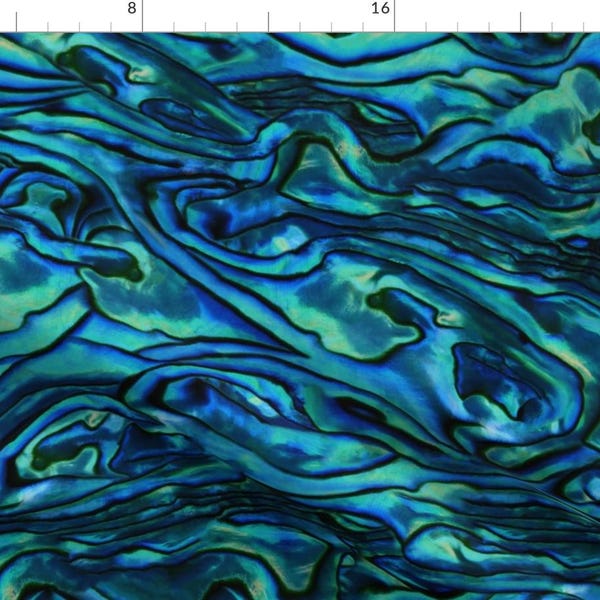 Mother Of Pearl Blue Pattern Fabric - Abalone | Blue By Patternbase - Mother Of Pearl Blue Cotton Fabric By The Yard With Spoonflower