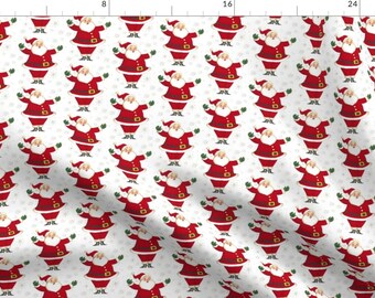 Vintage Santa Fabric Fabric - Jolly Santa Christmas Time By Parisbebe -Retro Santa Claus Holiday Cotton Fabric by the Yard with Spoonflower