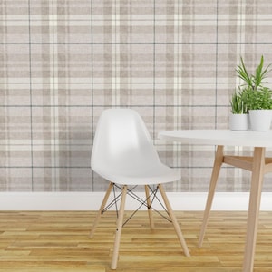 Carta da parati rimovibile autoadesiva con motivo scozzese autunnale tenue - Tartan neutro rustico - Decorazione murale - Motivo scozzese autunnale neutro di littlearrowdecor