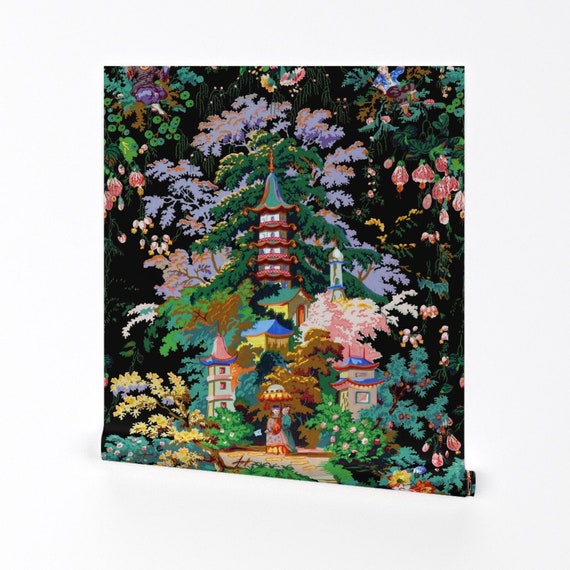 Chinoiserie decor with flowers Wrapping Paper by Green Palace