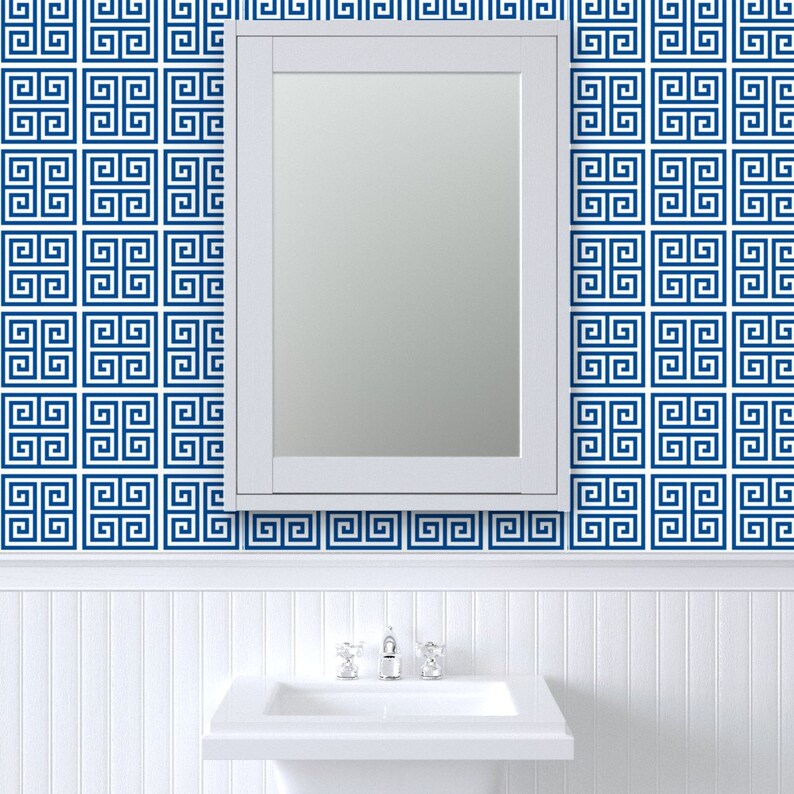 Classic Greek Key Wallpaper Greek Keys by Zephyrous Blue Etsy