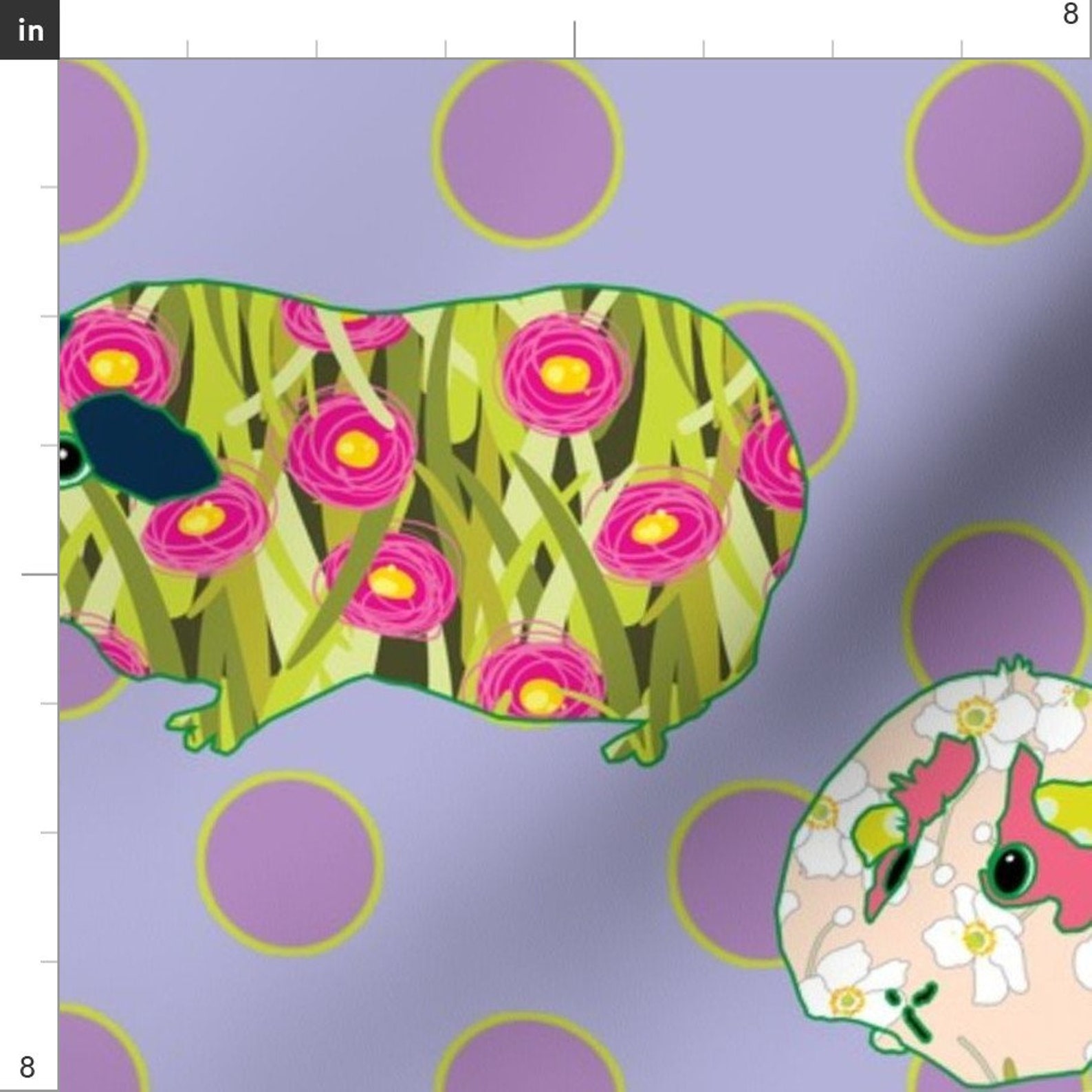 Purple Guinea Fabric Guinea Pig Applique Purple By Anntuck Etsy