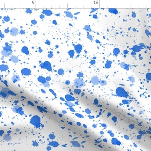 Splatter Paint Fabric - Splat In Blue By Danika Herrick - Splatter Paint Blue White Modern Home Cotton Fabric By The Yard With Spoonflower