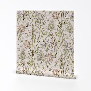 Classic Wallpaper - Neutral Wild Grasses By Smokeinthewoods - Beige Nature Country Removable Self Adhesive Wallpaper Roll by Spoonflower