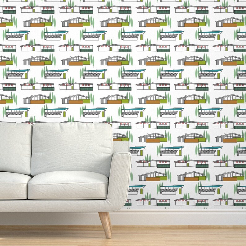 Mid Century Modern Wallpaper Midcentury Homes by Vo Aka Etsy