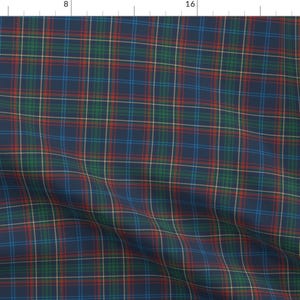 Navy Plaid Fabric - Massachusetts Tartan by anne-m-bray - Blue Green Red Tartan Traditional Fabric by the Yard by Spoonflower