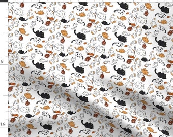 Kawaii Fabric - Kawaii Cutie Cats By Ethaincosplay - Kawaii Kids Asian White Orange Animals Cute Cotton Fabric By The Yard With Spoonflower
