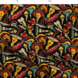 Mushroom Fabric - Sexy Mushrooms Black by cecilia_granata -  Nsfw Booty Butts Buttshrooms Sexy Fungi Blue Fabric by the Yard by Spoonflower