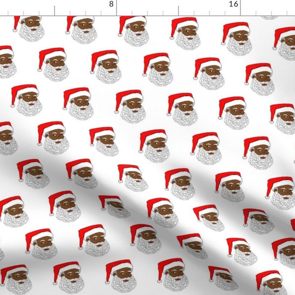 African American Santa Fabric - African American Santa Small By Tarak - African American Santa Cotton Fabric By The Yard With Spoonflower