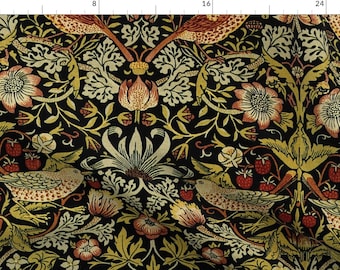 William Morris Fabric - Strawberry Thief by peacoquettedesigns - Traditional Victorian Woven Look Fabric by the Yard by Spoonflower