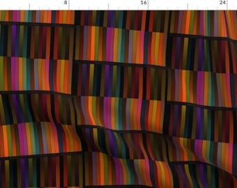 African Fabric - The Vibrance Of Africa By Charldia - Colorful Dark Rainbow Stripes Geometric Cotton Fabric By The Yard With Spoonflower
