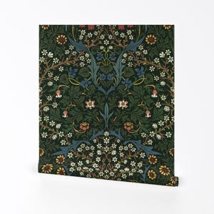 William Morris Removable Peel and Stick Wallpaper - Vintage Antique Victorian - Wall Art Wall Decor - Blackthorn by thevictorianoctagon