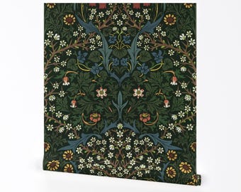 William Morris Removable Peel and Stick Wallpaper - Vintage Antique Victorian - Wall Art Wall Decor - Blackthorn by thevictorianoctagon