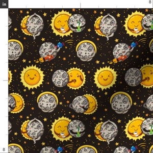 Eclipse Fabric Solar Eclipse By Penguinhouse Solar Eclipse Sun Moon Dance Funny Cute Kawaii Cotton Fabric By The Yard With Spoonflower image 2