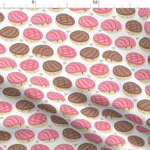 Mexican Food Fabric - Kawaii Mexican Conchas By Selmacardoso - Mexican Food Kawaii Bakery Bread Cotton Fabric By The Yard With Spoonflower