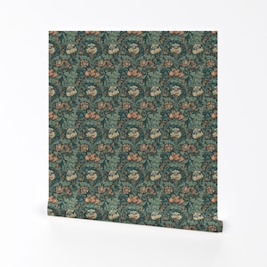 William Morris Removable Peel and Stick Wallpaper - Green Yellow Botanical Flowers - Wall Art Wall Decor - Pale Floral by goldiewinship
