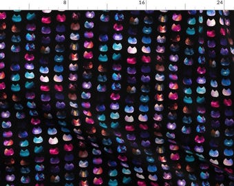 May include: A black background with a repeating pattern of galaxy-themed cat silhouettes. The cat silhouettes are filled with colorful nebulae and stars.