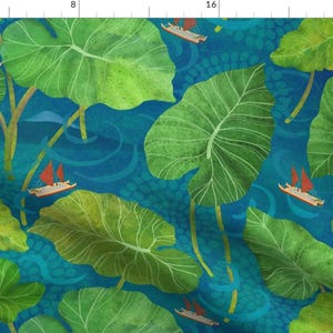 Hawaii Fabric - Finding Our Way By Honoluludesigns - Voyaging Polynesian Tropical Island Green Cotton Fabric By The Yard With Spoonflower