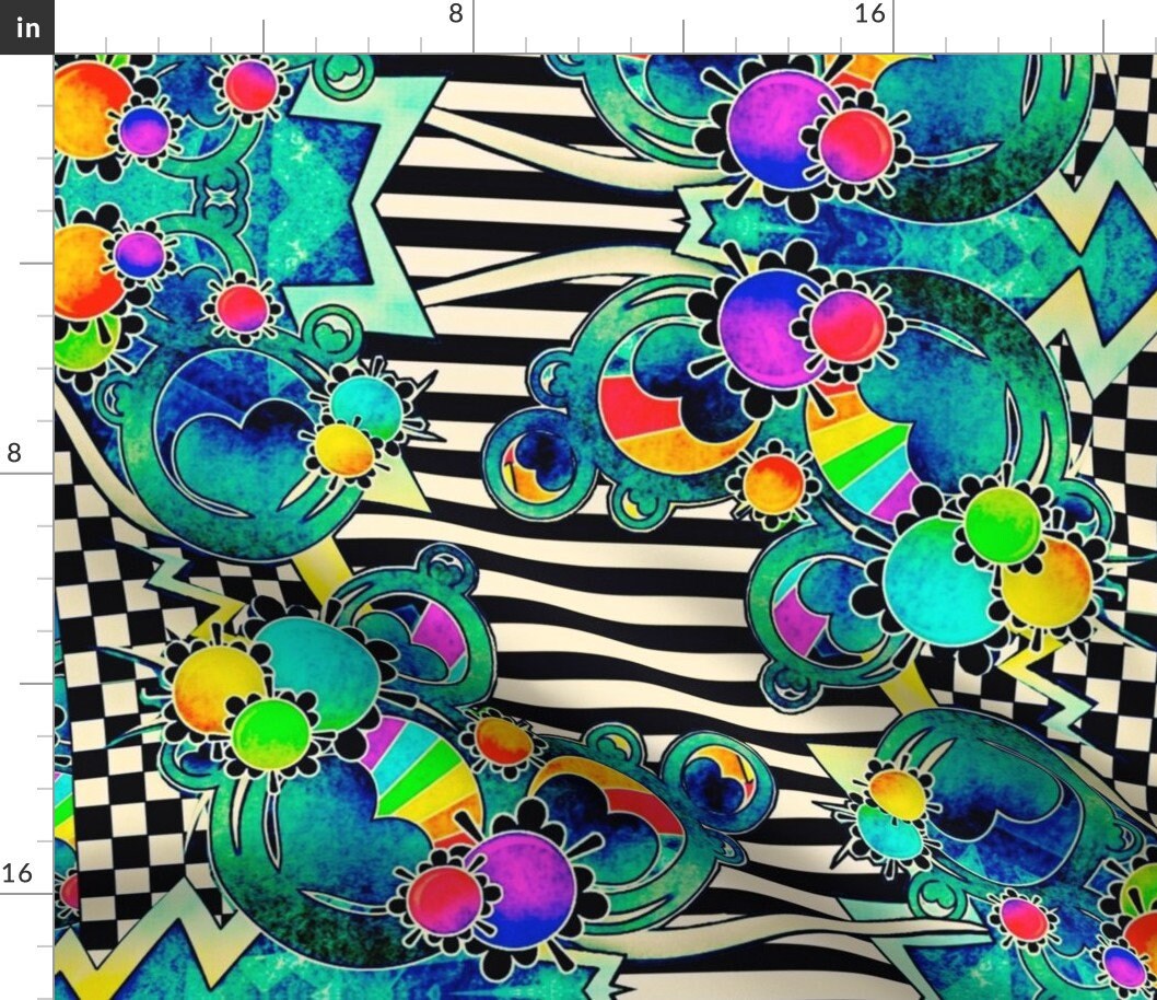 Pop Art Fabric Funky Town by Whimzwhirled Pop Art Cotton Etsy Australia