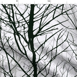 Trees Fabric - Naked Trees By Daria Rosen - Trees Silhouette Black Gray Winter Bare Modern Home Cotton Fabric By The Yard With Spoonflower