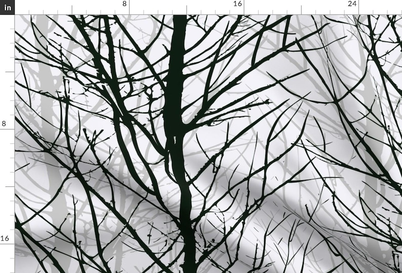 Trees Fabric - Naked Trees By Daria Rosen - Trees Silhouette Black Gray Winter Bare Modern Home Cotton Fabric By The Yard With Spoonflower imagen 1