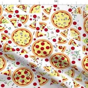 Pizza Fabric - Pizza 2 By Jadegordon - Pizza Pie Slice Food Cheese Pepperoni Cotton Fabric By The Yard With Spoonflower