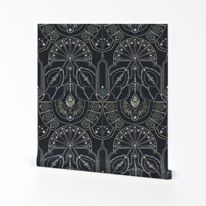 Art Deco Geometric Removable Peel and Stick Wallpaper - 1920s Decorative Bead Retro  - Wall Art Wall Decor - Art Deco Midnight by ceciliamok