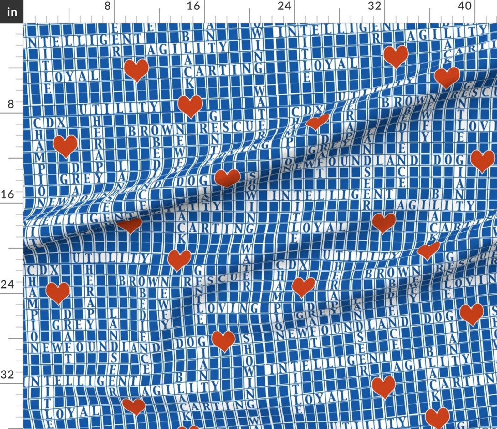 Newfoundland Love Crossword Fabric Newfoundland Dog Xword Etsy