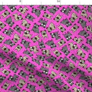 Pug Fabric by the Yard - Pug-A-Dot (Pink) By Robyriker - Pug Dog on Pink Cotton Fabric By The Yard With Spoonflower